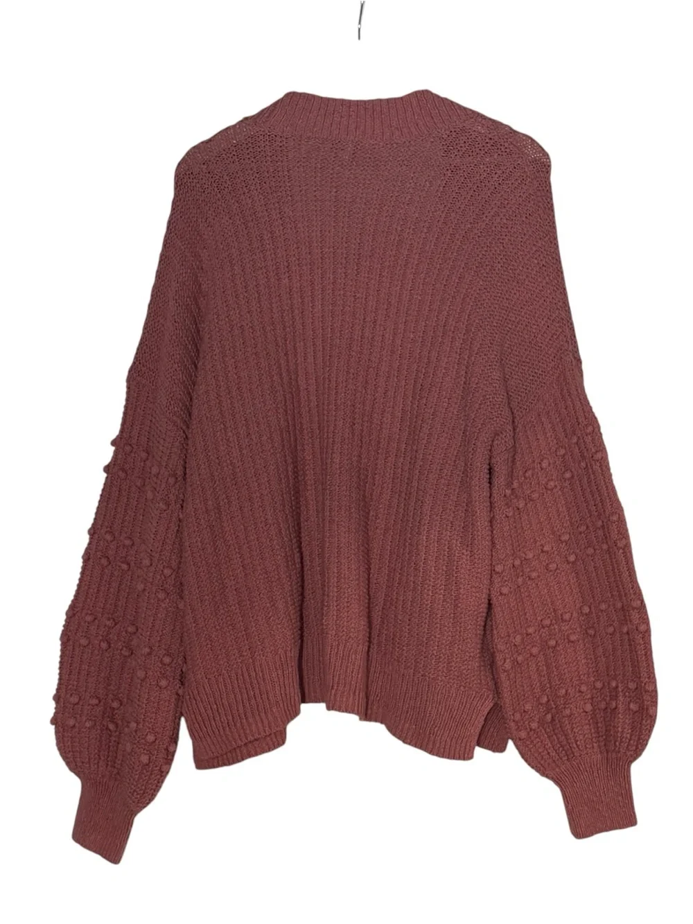 Madewell Bobble pompom Cardigan Sweater Size L Mauve Pink Slouchy Oversized